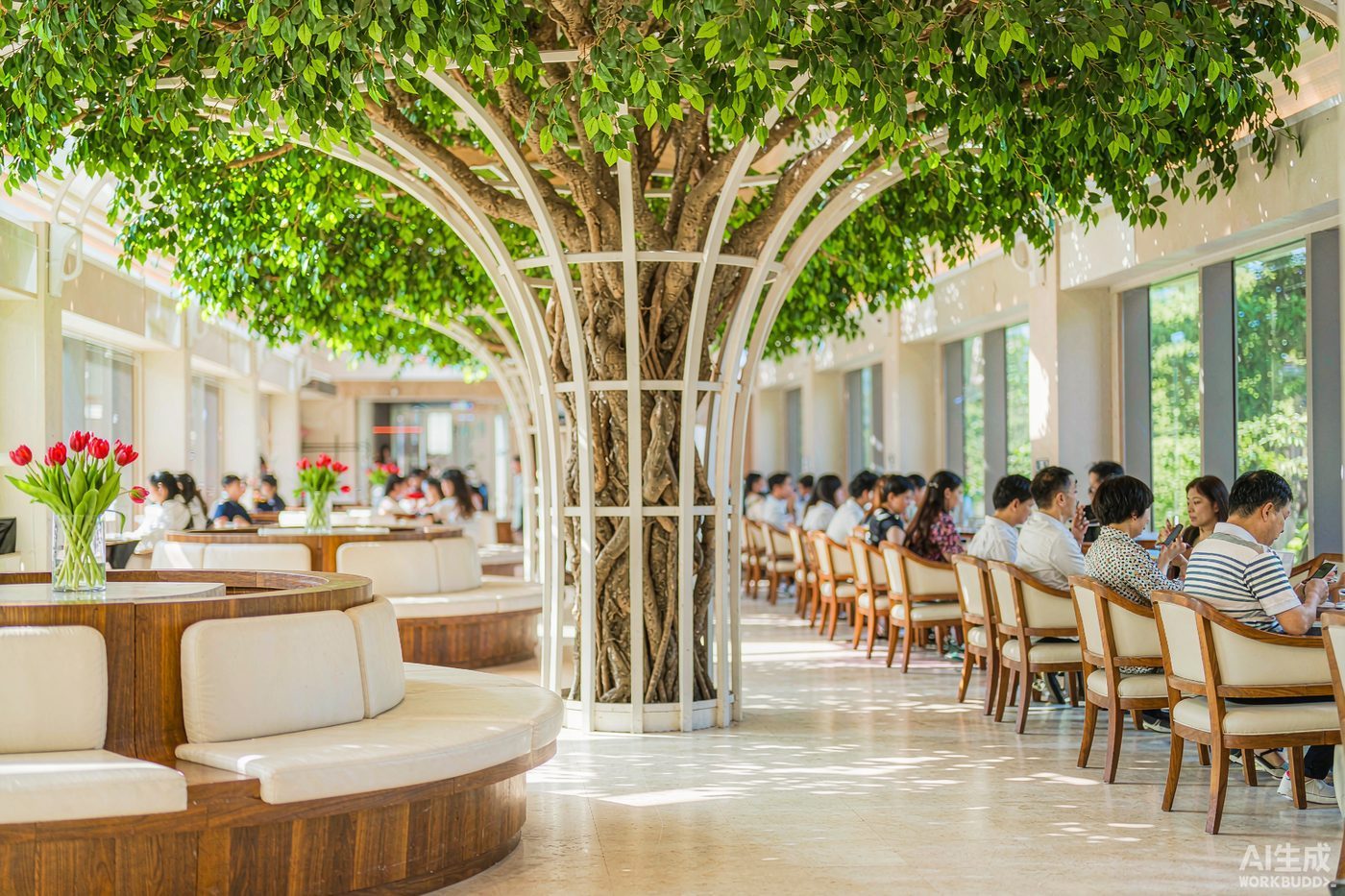 Biophilic artificial ficus canopy for Singapore airport departure lounge project