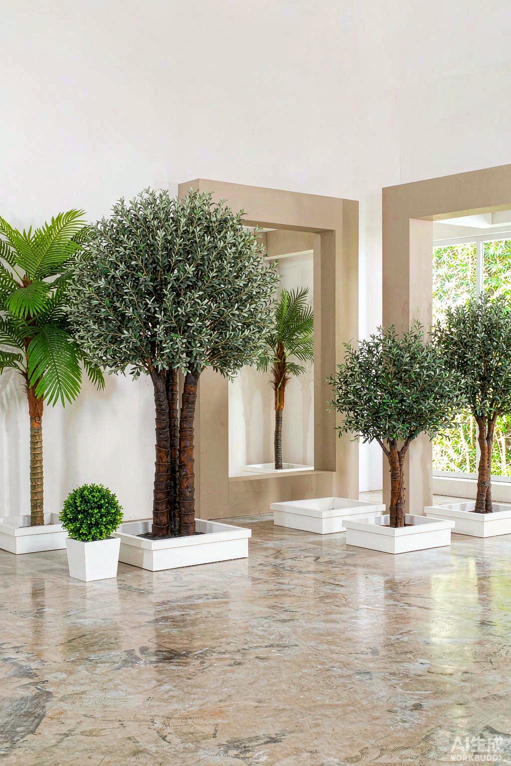 Showroom artificial trees for commercial display projects