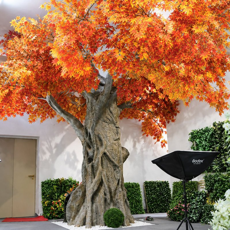 Autumn artificial maple tree in the studio showroom