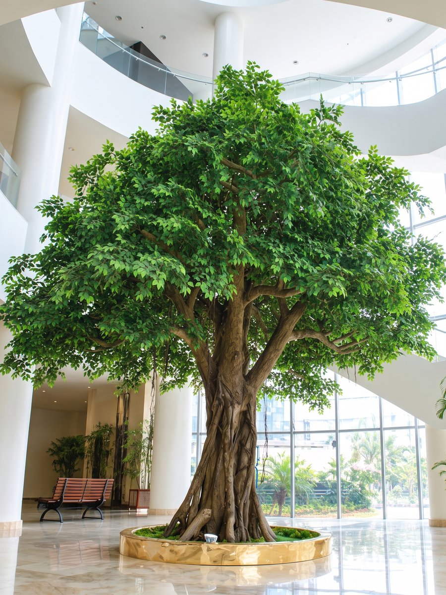 Large artificial banyan statement tree for hotel lobbies and atriums